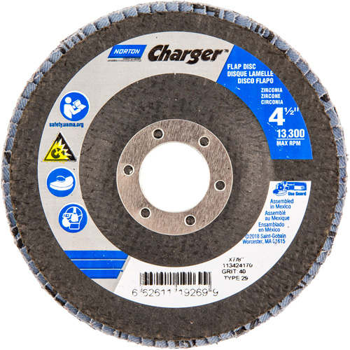 Norton 66261119269 Disque &agrave; lamelles coniques, 4-1/2" x 7/8", Type 29, Grain 40, Alumine de zirconium