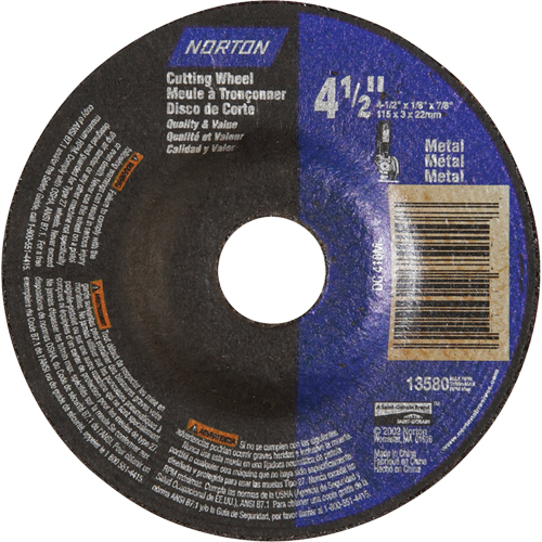 Norton 66252843616 Depressed Centre Metal Grinding Wheels, 5" x 1/8", 7/8" Arbor, Aluminum Oxide, Type 27