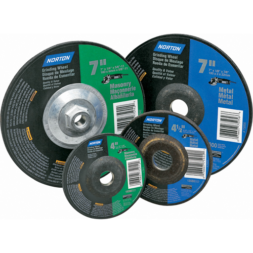 Norton 66252842011 Gemini&reg; Depressed Centre Grinding Wheels, 4" x 1/4", 5/8" Arbor, Aluminum Oxide, Type 27