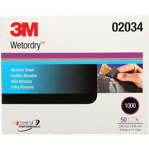 3M 02034 Feuille abrasive Imperiale, 9" x 11", Grain 1000, Carbure de silicium