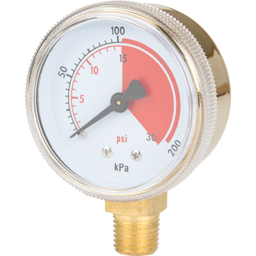 Weld-Mate NT623 Manom&egrave;tres en laiton,  2-1/2", 30 psi, Fixation inf&eacute;rieure, Analogique