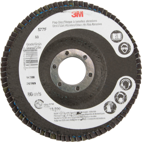3M AB30989 Flap Wheels - 577F Flap Discs, 4-1/2" x 7/8", Type 29, 60 Grit, Zirconium