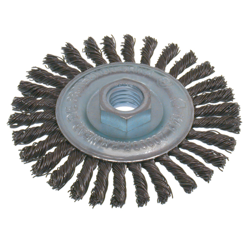 Osborn 0009908400R Economy High Speed Stringer Bead Knot Wire Wheel Brush, 6" Dia., 0.02" Fill, 5/8"-11 Arbor, Steel