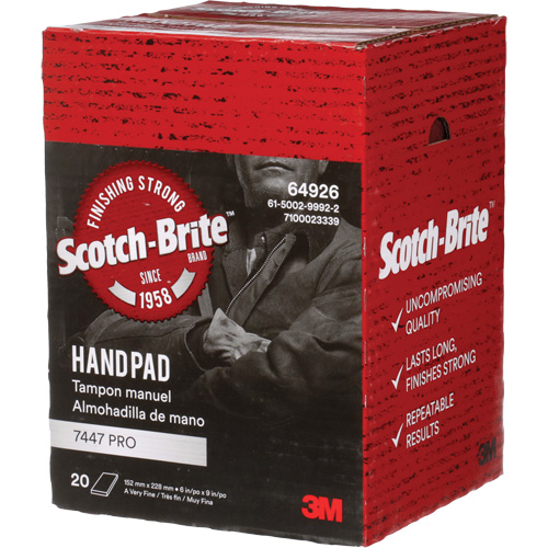 3M SB64926 Scotch-Brite 7447 Hand Pads, Aluminum Oxide, 9" x 6", Very Fine Grit