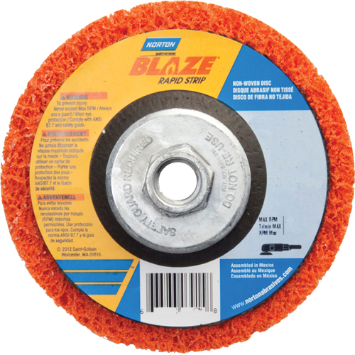 Norton 66254498101 Blaze Rapid Strip Non-Woven Depressed Center Disc - 4-1/2", 4-1/2" Dia., Coarse Grit