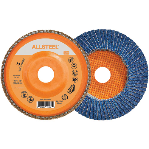 Walter Technologies Pour Surface 15W454 Disque &agrave; lamelles ALLSTEEL, 4-1/2" x 7/8", Type 27, Grain 40, Alumine de zirconium