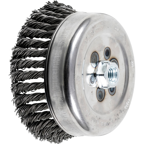  NV185 Knot Cup Brush, 4" Dia. x 5/8"-11 Arbor