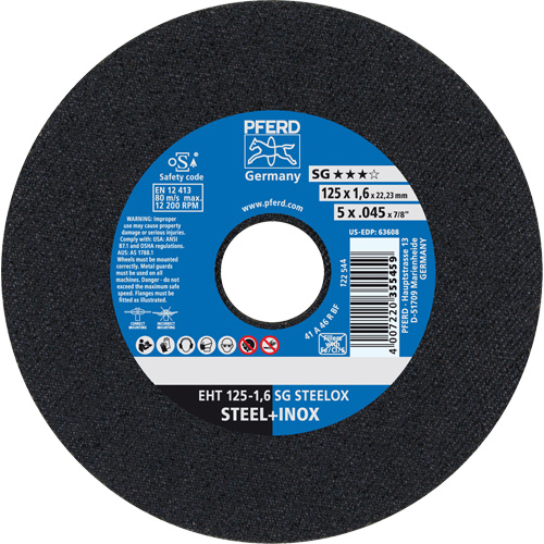  NV190 Cut-Off Wheel, 7" x 3/64", 7/8" Arbor, Type 1, Aluminum Oxide, 8600 RPM