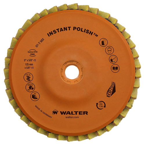 Walter Surface Technologies 07T452 Instant Polish Flap Disc, 4-1/2" x 5/8"-11, Type 27, Very Fine Grit, Zirconium