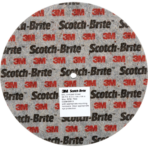 3M SB62127 Meule unitaris&eacute;e EXL Scotch-Brite, 6" x 1/4", Arbre de 1/4", Grain de Fin, Carbure de silicium