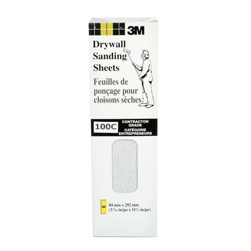 3M CM-124-P100C Feuille de placopl&acirc;tre frais&eacute;e Tri-M-Rite Fre-Cut, 11-1/4" x 3-5/16", Grain 100, Carbure de silicium