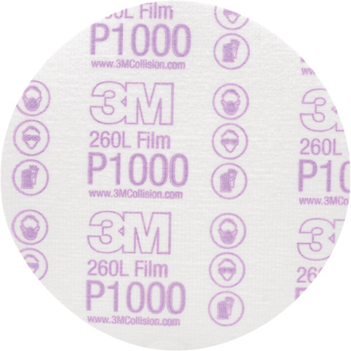 3M 7000000568 Hookit Finishing Film Disc, 6" Dia., P1000 Grit, Aluminum Oxide, Film