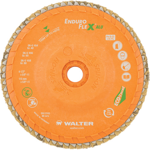 Walter Technologies Pour Surface 06U458 Disque &agrave; lamelles vissable Enduro-Flex Alu, 4-1/2" x 5/8"-11, Type 27, Grain 80, Alumine de zirconium