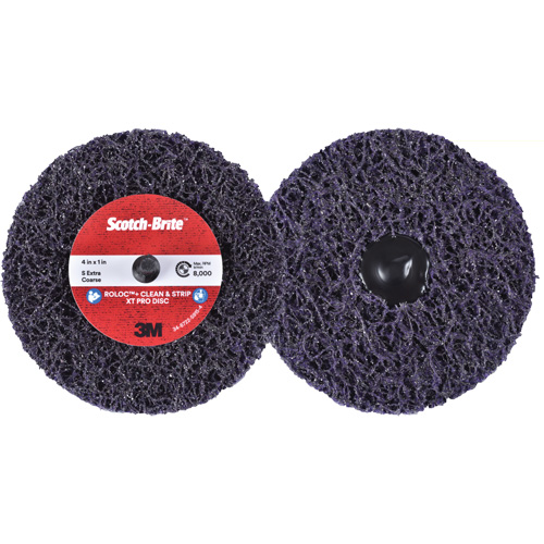 3M SB21549 Scotch-Brite Roloc+ Clean & Strip XT Pro Disc, 4" Dia., Extra Coarse Grit, Silicon Carbide