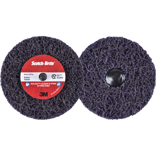 3M SB21552 Scotch-Brite Roloc+ Clean & Strip XT Pro Disc, 4" Dia., Extra Coarse Grit, Silicon Carbide