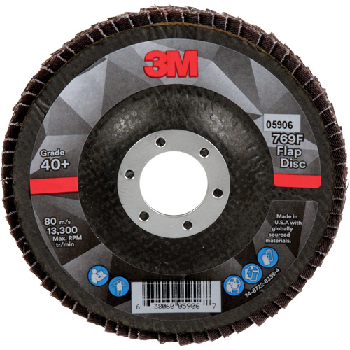 3M AB05906 Disque &agrave; lamelles &agrave; changement rapide 769F, 4-1/2" x 7/8", Type 29, Grain 40+, C&eacute;ramique