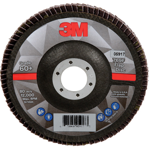 3M AB05917 Disque &agrave; lamelles &agrave; changement rapide 769F, 5" x 7/8", Type 29, Grain 60+, C&eacute;ramique