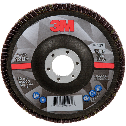 3M AB05929 Disque &agrave; lamelles &agrave; changement rapide 769F, 5" x 7/8", Type 29, Grain 120+, C&eacute;ramique