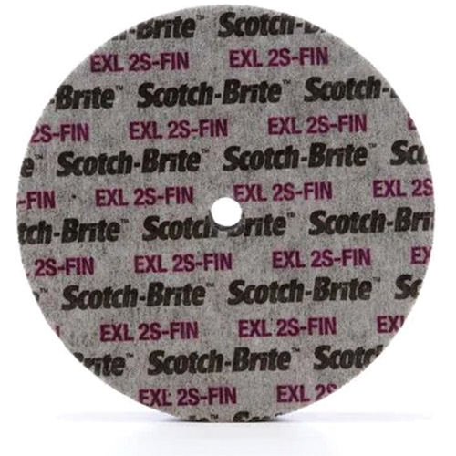 3M SB75955 Meule unitaris&eacute;e EXL Scotch-Brite, 6" x 1/4", Arbre de 1/4", Grain de Fin, Carbure de silicium
