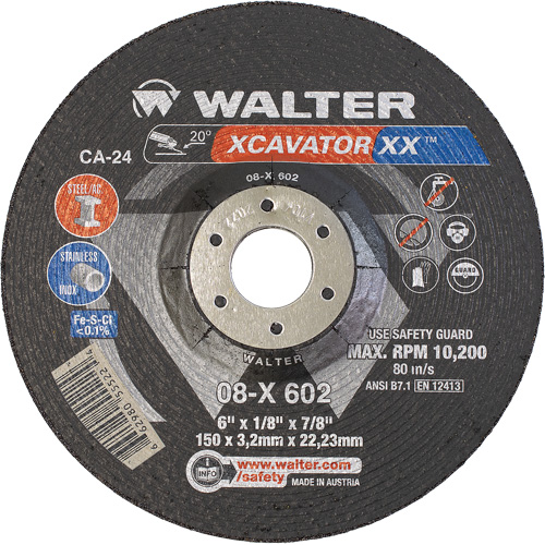 Walter Technologies Pour Surface 08X602 Meule Xcavator XX, 6" x 1/8", Arbre 7/8", C&eacute;ramique, Type 27