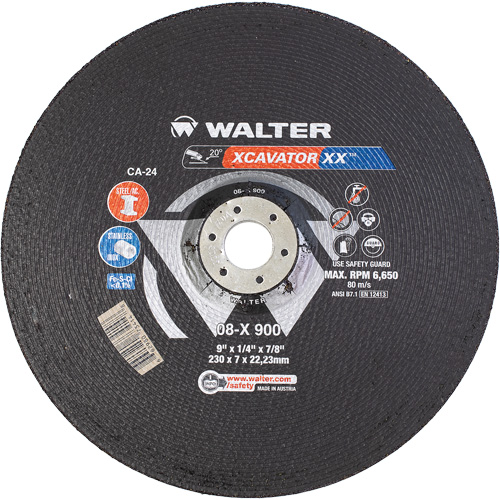 Walter Technologies Pour Surface 08X900 Meule Xcavator XX, 9" x 1/4", Arbre 7/8", C&eacute;ramique, Type 27