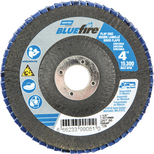 Norton 66623399051 Disque &agrave; lamelles coniques R884P BlueFire, 4" x 5/8", Type 29, Grain P60, Alumine de zirconium