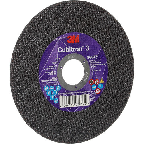 3M 7100304306 Cubitron 3 Cutting Disc, 5" x 9/32", 3/8" Arbor, Type 41