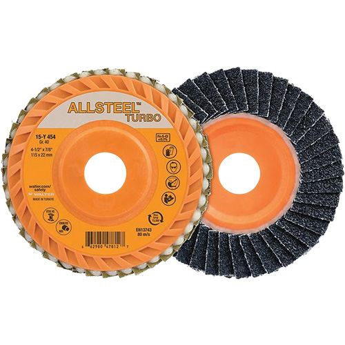 Allsteel 15Y458 Turbo Flap Disc, 4-1/2" x 7/8", 80 Grit, Zirconia Alumina