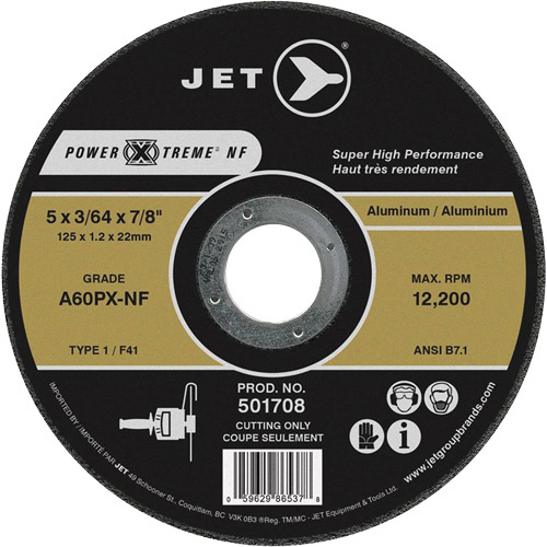 JET 501705 Power-Xtreme A60PX-NF Cut-Off Wheel, 4-1/2" x 3/64", 7/8" Arbor, Type 1, 13300 RPM
