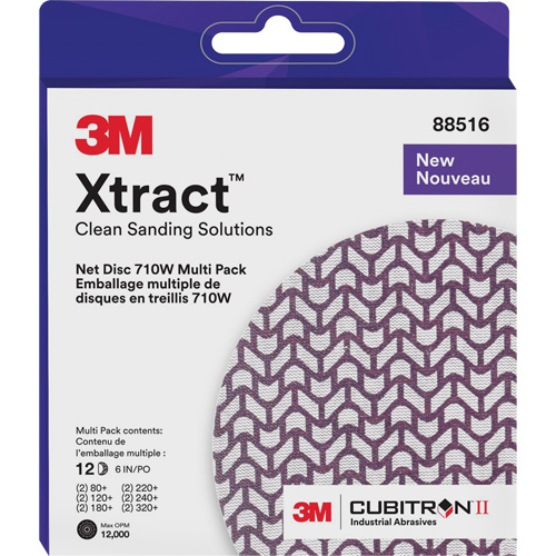 3M 7100288312 Disque en filet 710W Cubitron II Xtract paquet multiple, dia 6", Grain 80+/120+/240+/220+/320+/180+, C&eacute;ramique