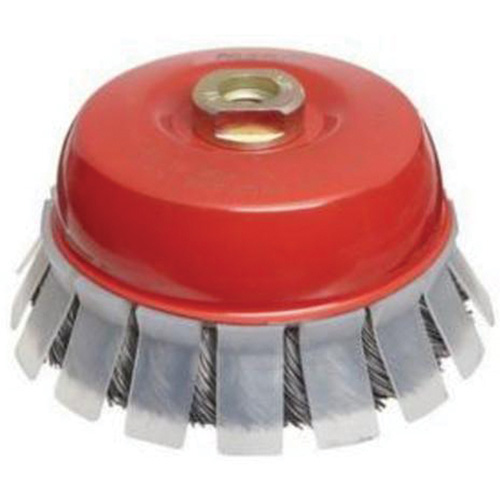 Norton 66252833492 Knotted Wire Cup Brush with Protective Guard, 2-3/4" Dia. x 5/8"-11 Arbor