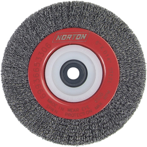 Norton 69936653324 Roue d'&eacute;tabli sertie, 6" dia., Fils 0,014", Arbre 1/2"-2
