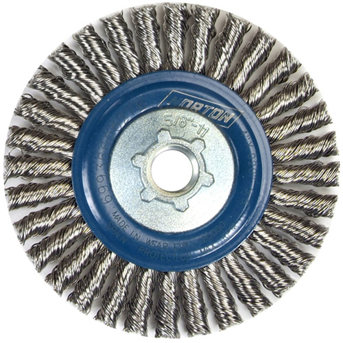 Norton 69936606278 Brosse &agrave; fils nou&eacute;s pour cordons de soudure pour meuleuse angulaire, Dia. 4", Fils 0,02", Arbre 5/8"-11, Acier inoxydable