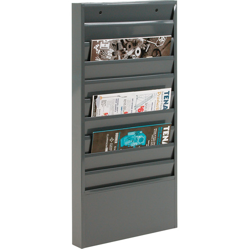Durham Manufacturing 406-95 Literature Storage Racks, Stationary, 10 Slots, Steel, 13-1/8" W x 2" D x 26-1/4" H