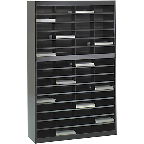 Safco 9231BLR Heavy-duty Literature Organizers, Stationary, 60 Slots, Steel, 37-1/2" W x 12-3/4" D x 60" H