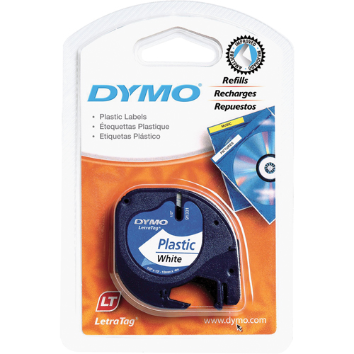 Dymo 91331 &eacute;tiquettes pour &eacute;tiqueteuse LetraTag Plus LT-100H, 12 mm x 13', Noir sur blanc
