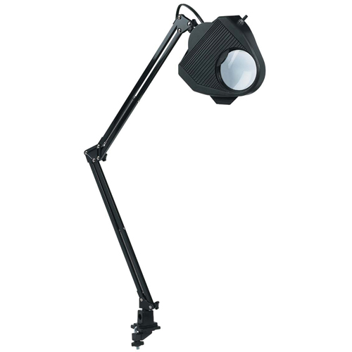  OM130 Magnifying Task Light, 60 W, Fluorescent/Incandescent/LED, Clamp, 40" Neck, Black
