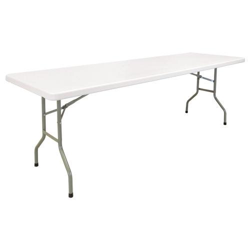 KLETON ON600 Folding Table, Rectangular, 96" L x 30" W, Polyethylene, White