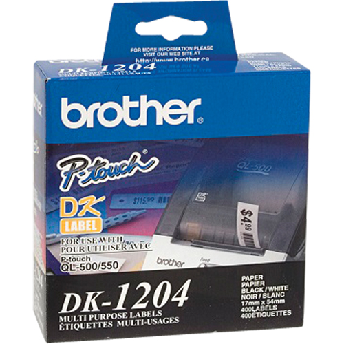 Brother DK1204 &eacute;tiquettes en papier d'usage multiple coup&eacute;es &agrave; l'emporte pi&egrave;ce de s&eacute;rie DK