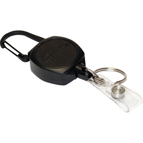 Key-Bak 0KB1-0A21 Self Retracting ID Badge and Key Reel, Zinc Alloy Metal, 24" Cable, Carabiner Attachment