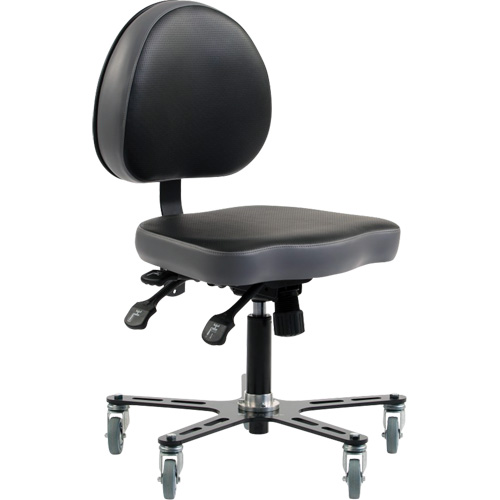 Synetik 508-00013 SF180 Multi-Tilt Ergonomic Chair, Mobile, Adjustable, Vinyl Seat, Black/Grey