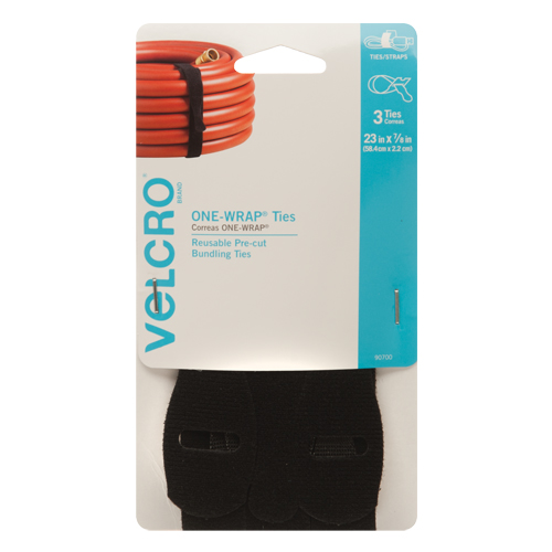 Velcro Companies 90700C One-Wrap&reg; Fastener Tape, Hook & Loop, 23" x 7/8", Self-Grip, Black