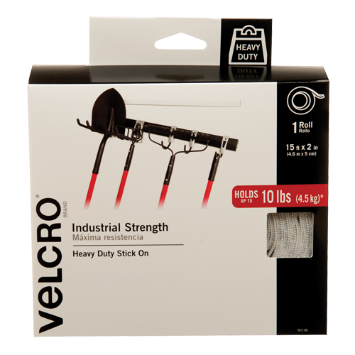 Velcro Companies 90198C Industrial Strength Fastener Tape, Hook & Loop, 15' x 2", Adhesive, White