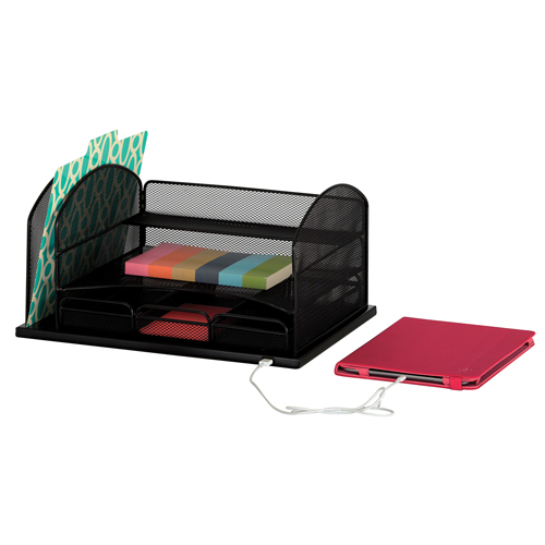Safco Active Onyx Usb Powered Desk Organizer Op675 3234bl Onyx Usb Powered Desk Organizer Op675