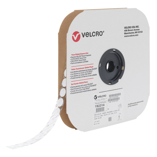 Velcro Companies 157658 Attache Velcoin, Crochet, 3/4" dia., Adh&eacute;sif, Blanc