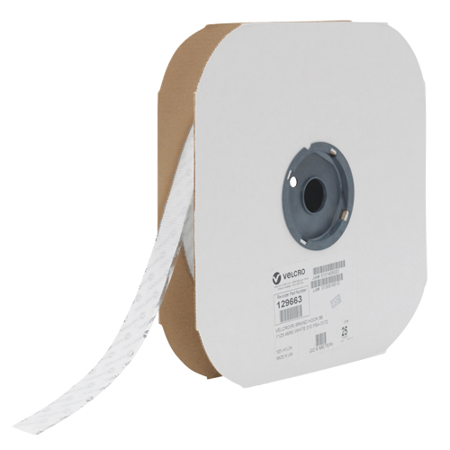 Velcro Companies 158500 Ruban d'attaches, Crochet, 25 vg x 1", Adh&eacute;sif, Blanc