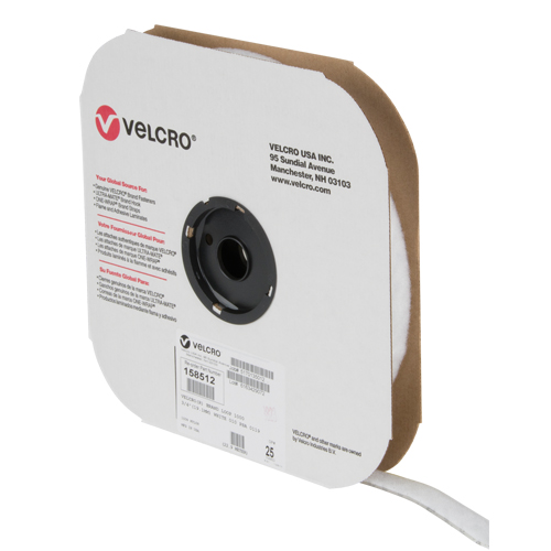 Velcro Companies 158512 Fastener Tape, Loop, 25 yds x 3/4", Adhesive, White
