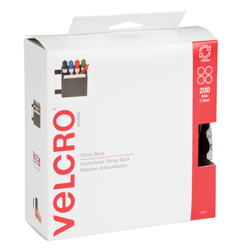 Velcro Companies 91823 Attaches en jeton, Boucle et crochet, 3/4" dia., Adh&eacute;sif, Noir