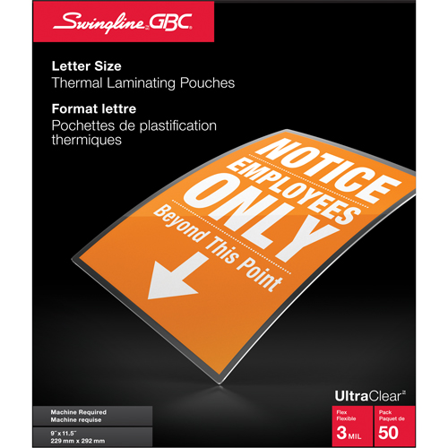 Swingline GBC 3381604131 Swingline UltraClear Laminating Letter Pouches