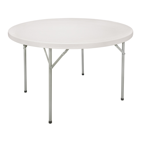 KLETON OQ321 Folding Table, Round, 60" L x 60" W, Polyethylene, White